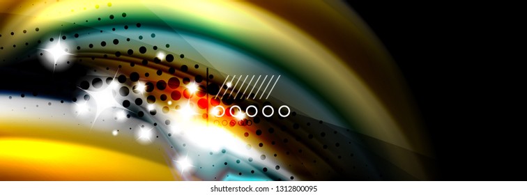 Rainbow color fluid wave lines flow poster. Wave vector Liquid shapes design