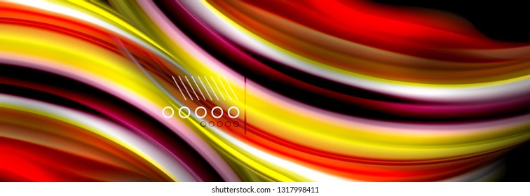 Rainbow color fluid wave lines flow poster. Wave vector Liquid shapes design