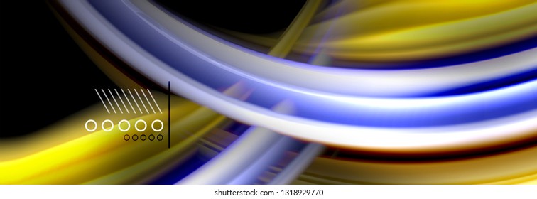 Afiche del flujo de las líneas de oleaje de color arcoiris. Vector de onda Diseño de formas líquidas