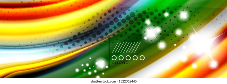 Rainbow color fluid wave lines flow poster. Wave vector Liquid shapes design