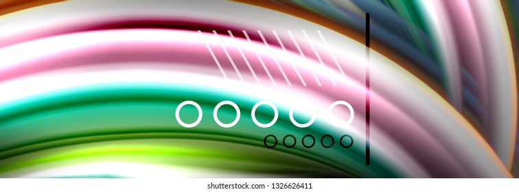 Rainbow color fluid wave lines flow poster. Wave vector Liquid shapes design