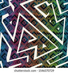 Rainbow color geometric seamless pattern.