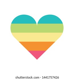rainbow color heart symbol, isolated on white background
