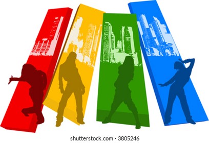 Rainbow Color Hip Hop Silhouette