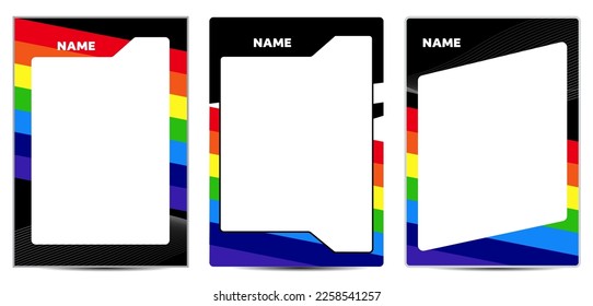 Rainbow color identification card frame template set vector illustration