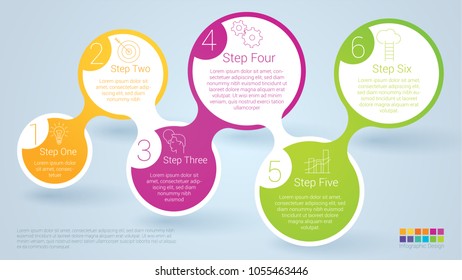 Rainbow color infographics step by step vector template. Flat design mockup for business presentation, technical manual, guide, web site, mobile and computer application.

