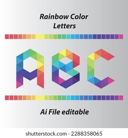 Rainbow Color Letters in polygon shape letters
