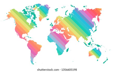 Rainbow color line pattern world illustration vector