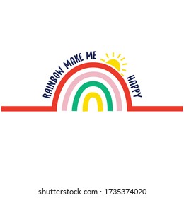 rainbow color line text sun tee illustration art vector