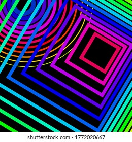 Farblinien mit Regenbogen, mehrfarbiger, moderner, abstrakter Hintergrund für Web und Print