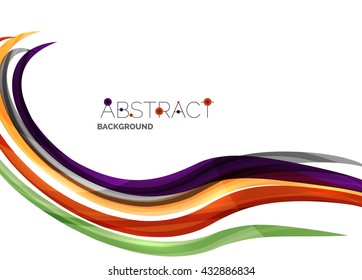 Rainbow color lines on white. Identity wave element. Vector unievrsal presentation concept