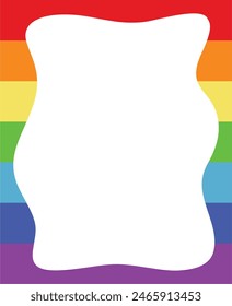 Rainbow color lines and white frame background vector,copy space,banner and wallpaper,LGBTQ flag Pride month symbol of lesbian Gay Bisexual Transgender. Vertical frame.