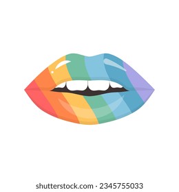 Los labios de color arcoiris. Movimiento de igualdad de derechos LGBT y concepto de igualdad de género.
