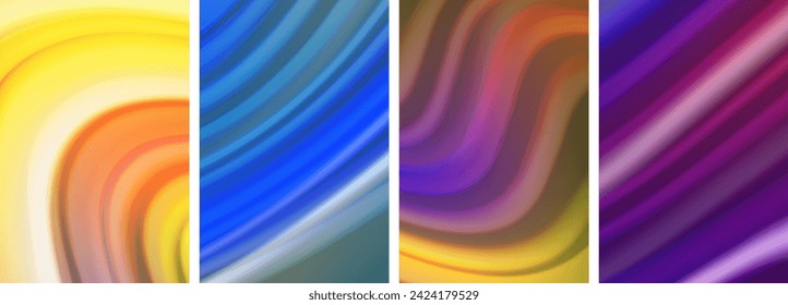 Rainbow color liquid. Wave lines poster set for wallpaper, business card, cover, poster, banner, brochure, header, website