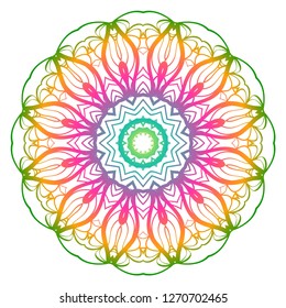 Rainbow color mandala. Decorative ethnic prnament. Vector illustration.
