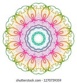 Rainbow color mandala. Decorative ethnic prnament. Vector illustration.