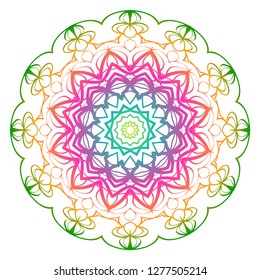 Rainbow color mandala. Decorative ethnic prnament. Vector illustration.