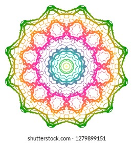 Rainbow color mandala. Decorative ethnic prnament. Vector illustration.