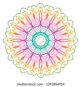 Rainbow color mandala. Decorative ethnic prnament. Vector illustration.