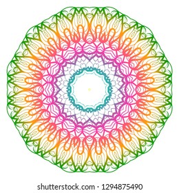 Rainbow color mandala. Decorative ethnic prnament. Vector illustration.