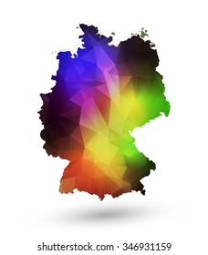 Rainbow color map of Germany with geometric design
