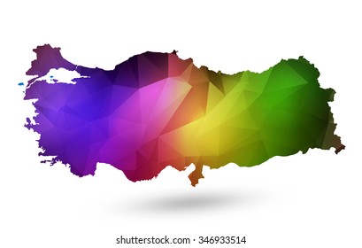 Rainbow color map of Turkey with geometric design