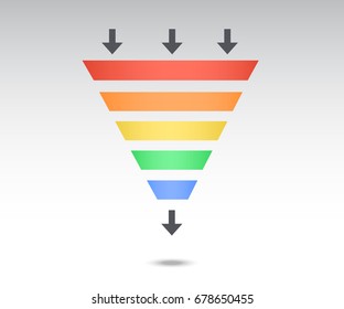 Rainbow color marketing funnel vector illustration
