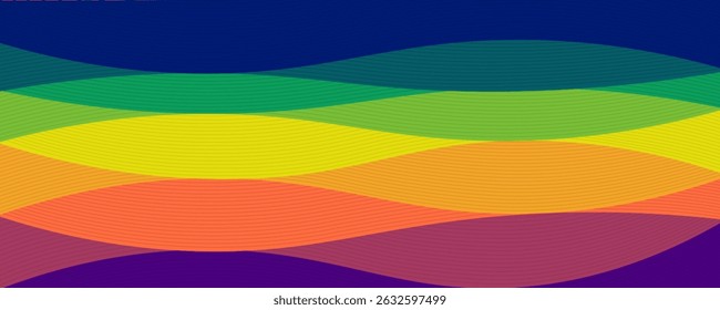 Rainbow color papercut abstract background lines texture design vector. Modern dynamic vector illustration with layered lines. perfect for creative project, presentations, and digital artwork