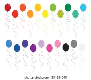Rainbow Color Party Balloons with Curved String