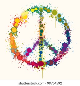 Rainbow color peace sign background