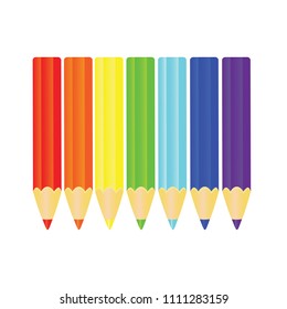 Rainbow color pencils vector collection isolated on white background