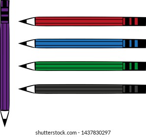 Rainbow color pencils vector collection isolated on white background