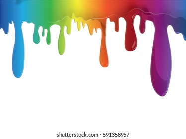 Rainbow color poured isolated background. Rainbow ink splash vector