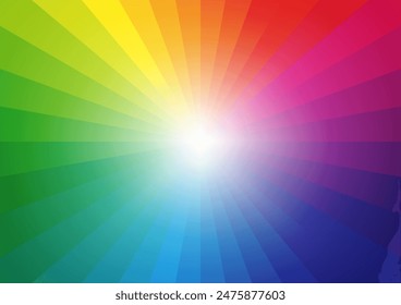 Rainbow color radial gradation background vector illustration. A4 size.