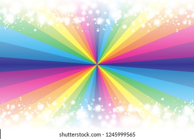 Rainbow color radiation and glittering light, shaded clouds, images of paradise heaven
