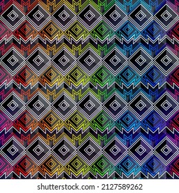 Rainbow color retro fabric. Seamless pattern.