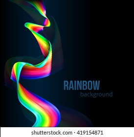 A rainbow color ribbon stripe spectrum flag background design