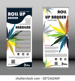 Rainbow color roll up banner,Business template, Vector illustration