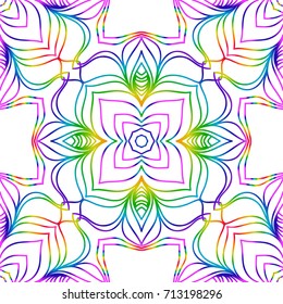 rainbow color seamless pattern with decorative lace flower ornament. vector illustration. for greeting card, invitation, festival flyer, background