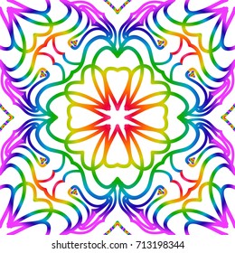 rainbow color seamless pattern with decorative lace flower ornament. vector illustration. for greeting card, invitation, festival flyer, background