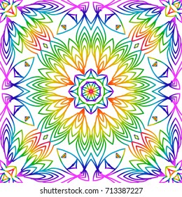 rainbow color seamless pattern with decorative lace flower ornament. vector illustration. for greeting card, invitation, festival flyer, background