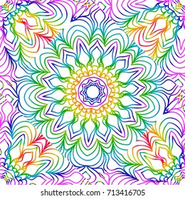 rainbow color seamless pattern with decorative lace flower ornament. vector illustration. for greeting card, invitation, festival flyer, background