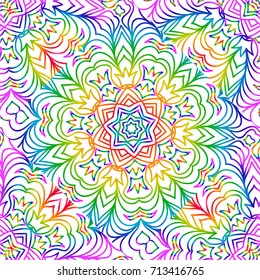 rainbow color seamless pattern with decorative lace flower ornament. vector illustration. for greeting card, invitation, festival flyer, background