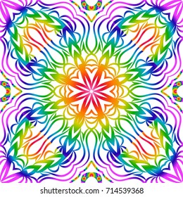 rainbow color seamless pattern with decorative lace flower ornament. vector illustration. for greeting card, invitation, festival flyer, background