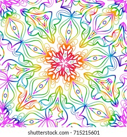 rainbow color seamless pattern with decorative lace flower ornament. vector illustration. for greeting card, invitation, festival flyer, background