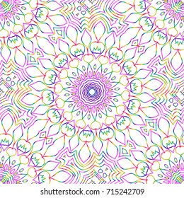 rainbow color seamless pattern with decorative lace flower ornament. vector illustration. for greeting card, invitation, festival flyer, background