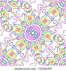 rainbow color seamless pattern with decorative lace flower ornament. vector illustration. for greeting card, invitation, festival flyer, background fashion design