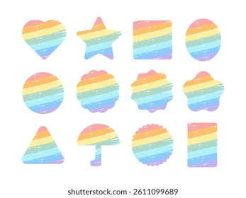 Rainbow color shape (heart, circle, star, square, triangle) illustration set