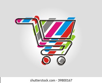 rainbow color shopping cart icon