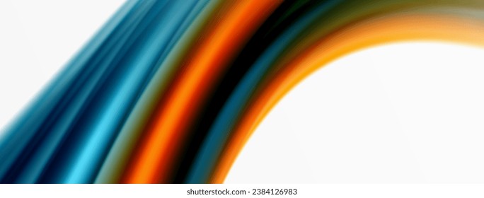 Rainbow color silk blurred wavy line background on white, luxuriously vibrant visually captivating backdrop. Stunning blend of colors reminiscent of rainbow, silky and gracefully blurred wavy pattern